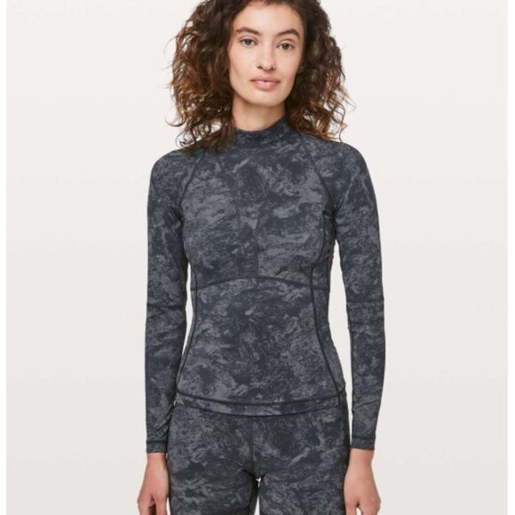 NWOT Lululemon Beach Break Rashguard Washed Marble Titanium Deep Coal Sz 4 - Picture 1 of 5